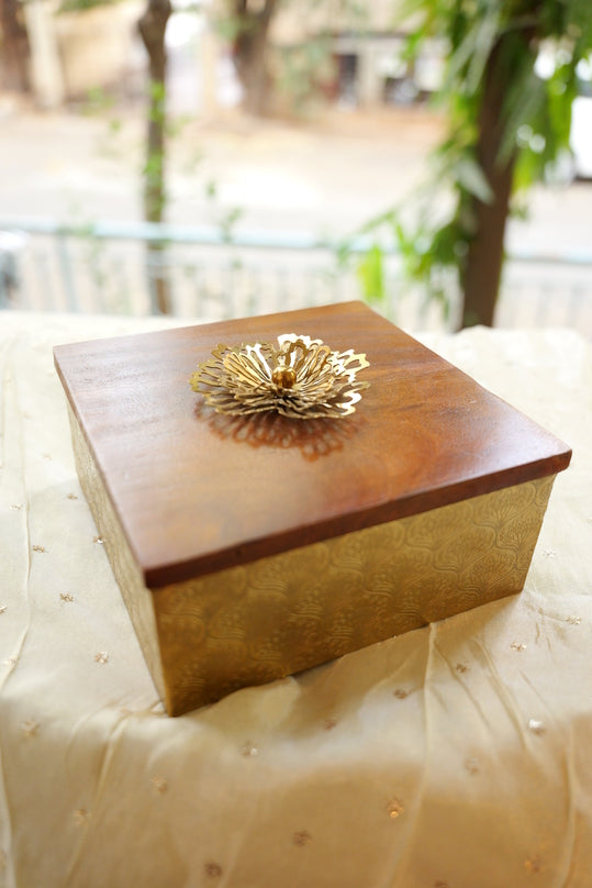 Golden Wooden Square Box