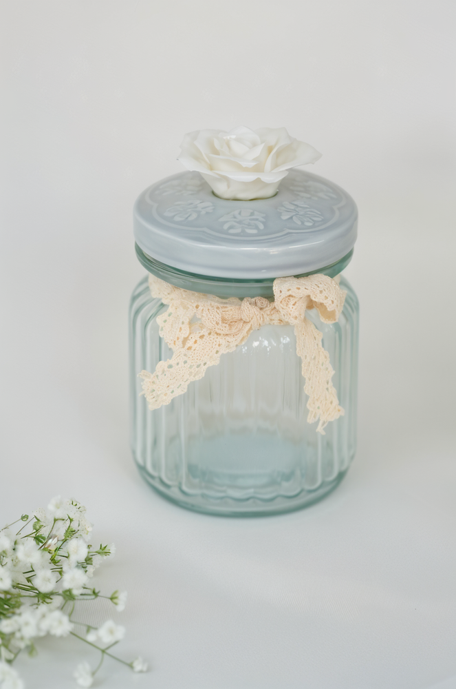 Grey Cap With Flower Jar