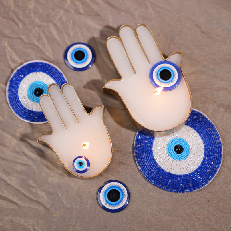 Hand Shape Wax Candle (Evil eye decor not included)