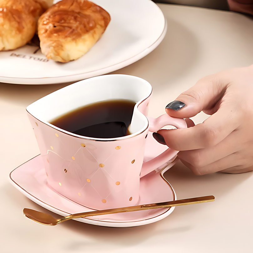 Heart-Shaped Teacup Set