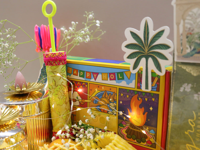 Holi Glass Tray Hamper (Customizable)