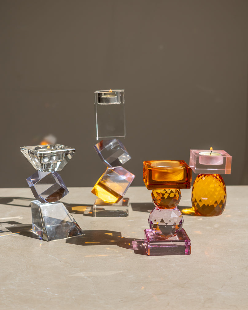 Holographic Square Crystal Candle Stand