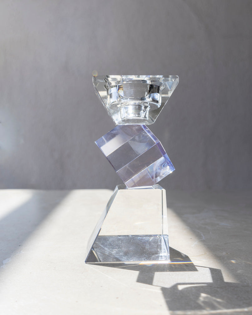 Holographic diamond crystal candle stand