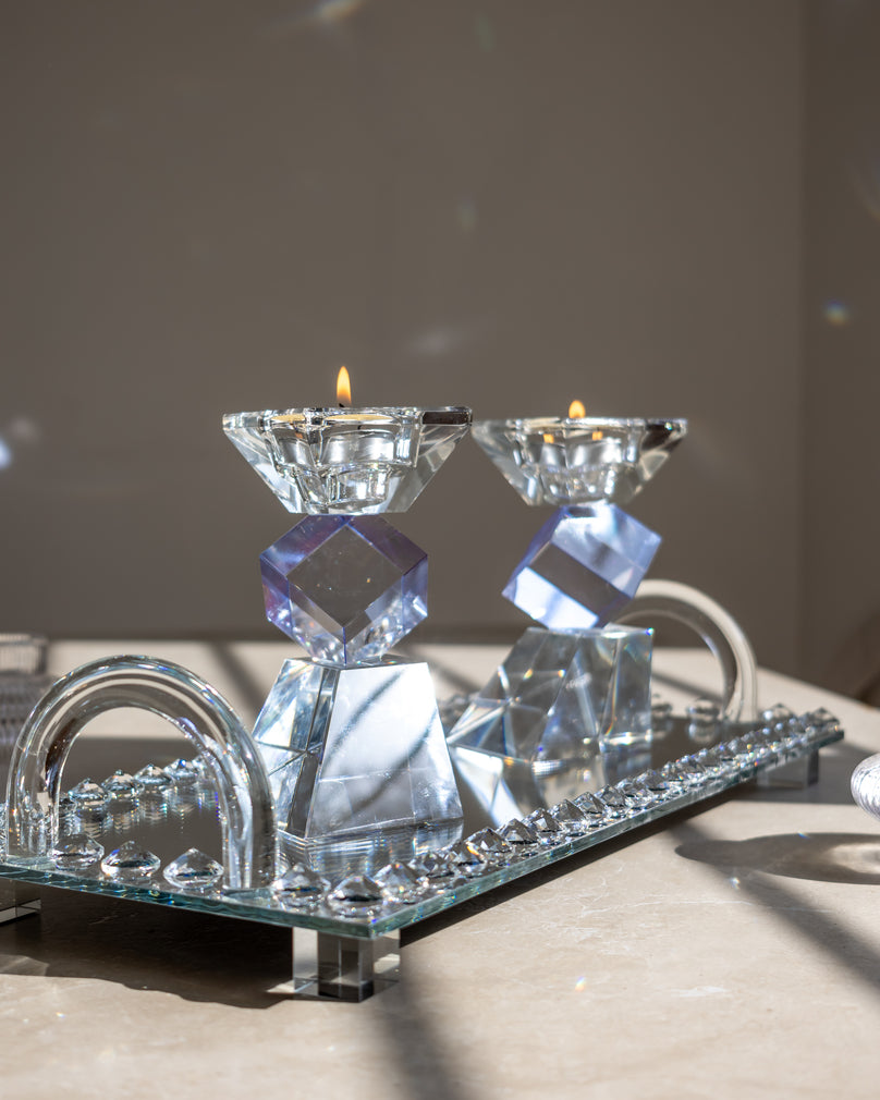 Holographic Diamond Crystal Candle Stand