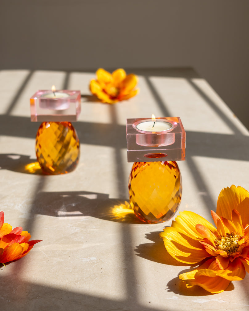 Holographic Oval Crystal Candle Stand