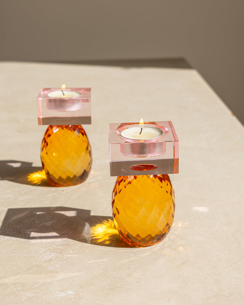 Holographic Oval Crystal Candle Stand