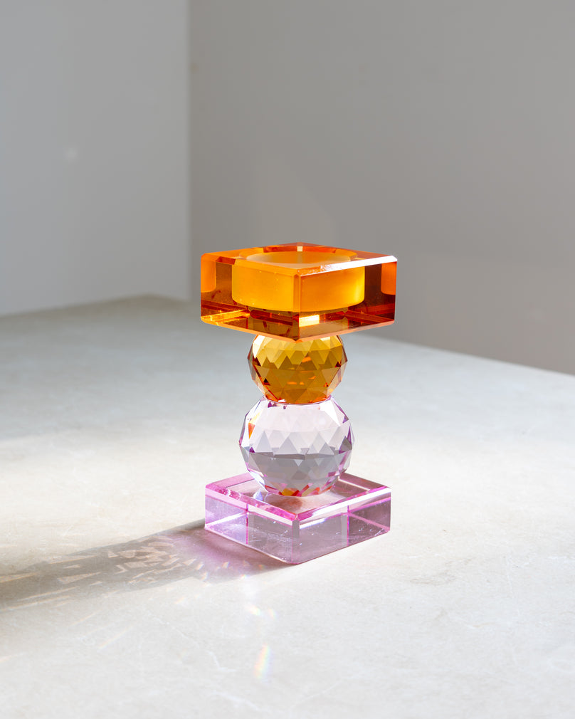 Holographic Symmetric Crystal Candle Stand