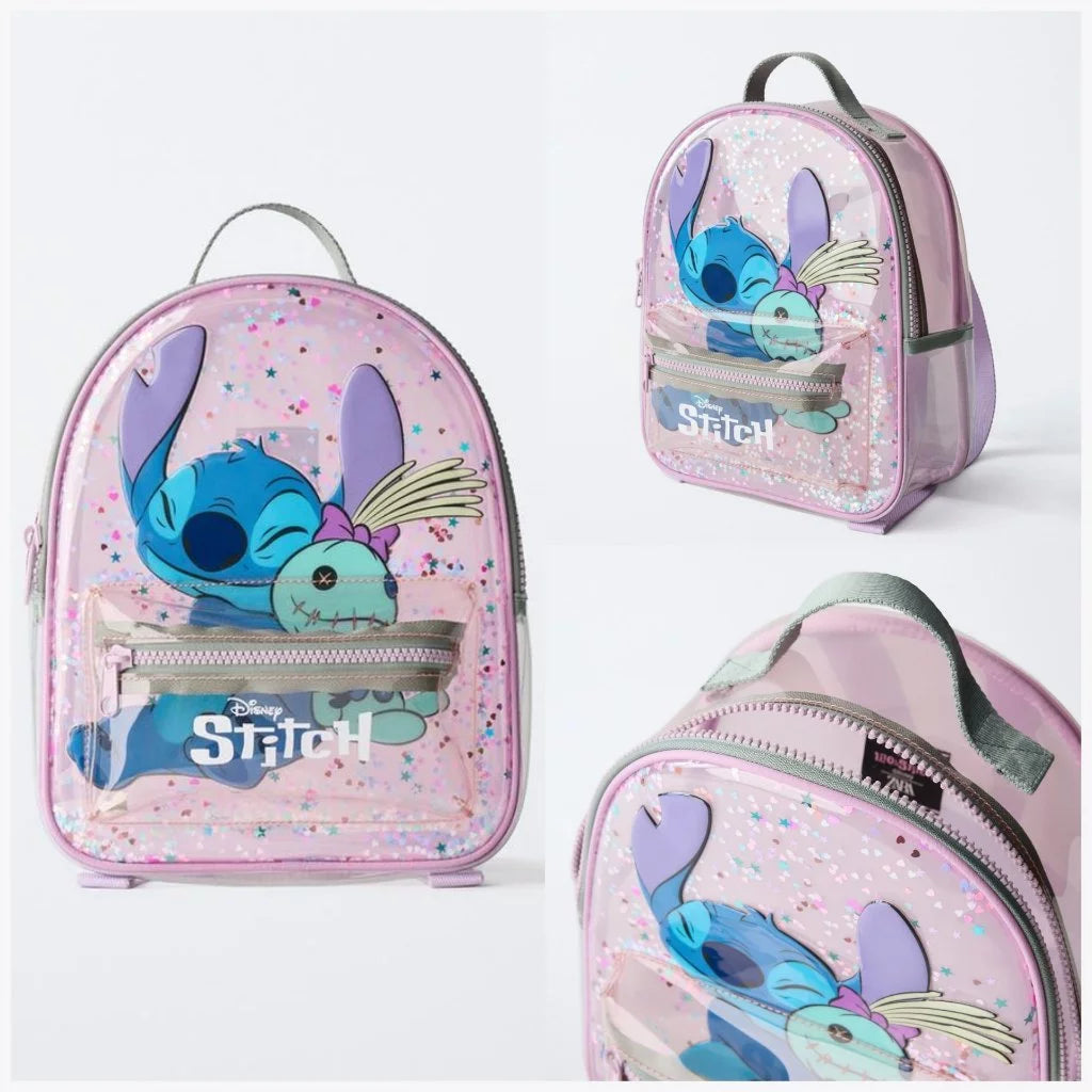 Zara Disney Stitch Kids Mini Backpack | Vinyl School & Travel Bag for Girls