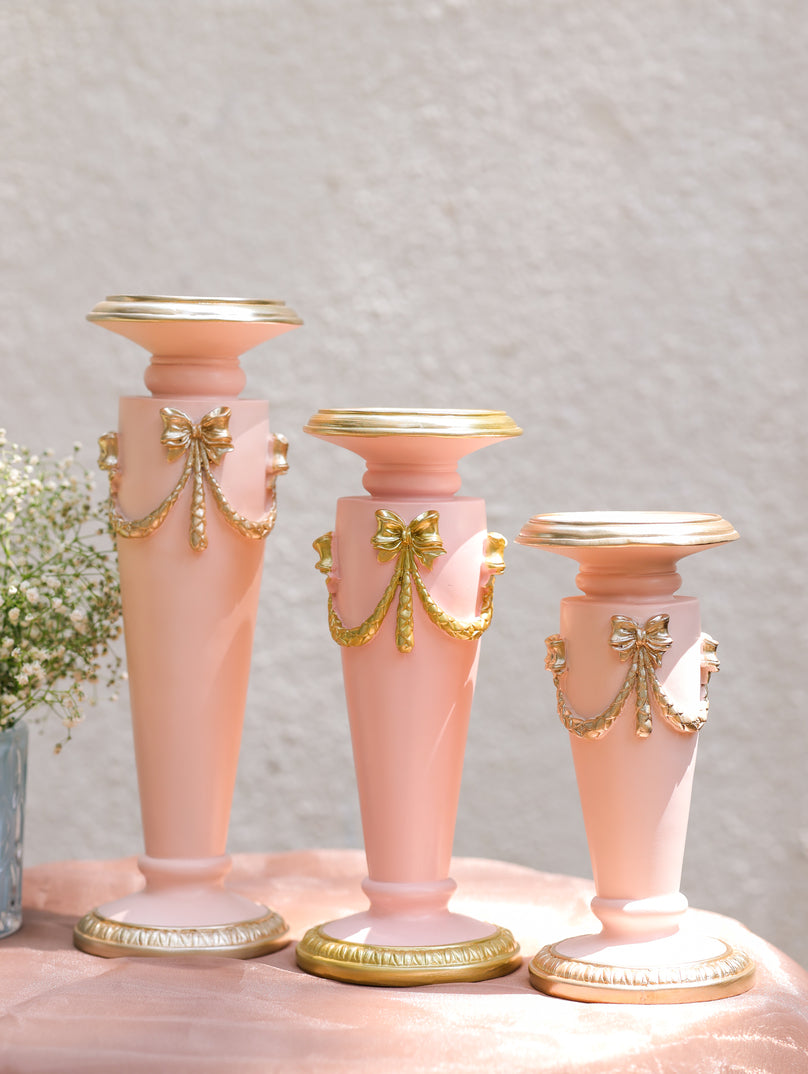 Pink gold resin candle stand