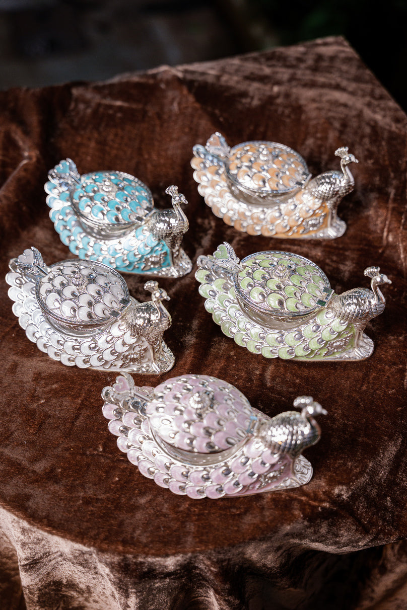 Majestic Peacock Decorative Bowl with Spoon