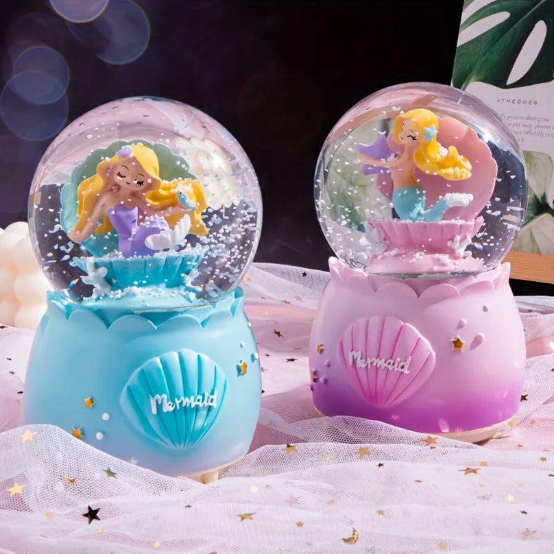 Mermaid snow globe with glitter effect