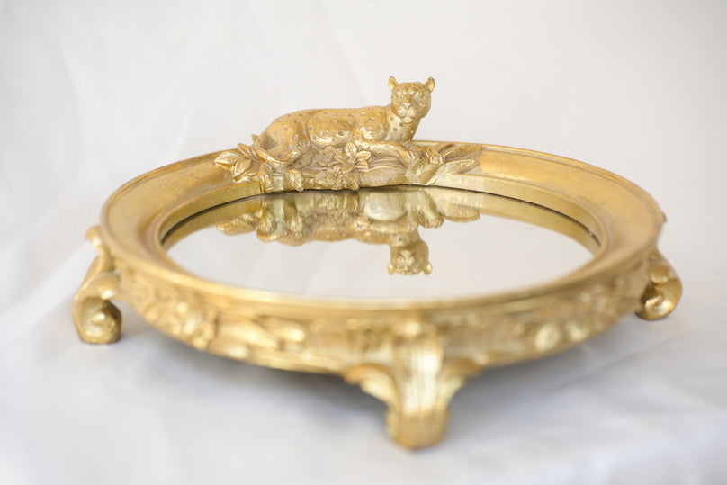 Metal Leopard Mirror Tray