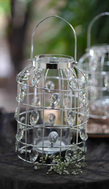 Metal Wire Cage Lantern Candle Stand
