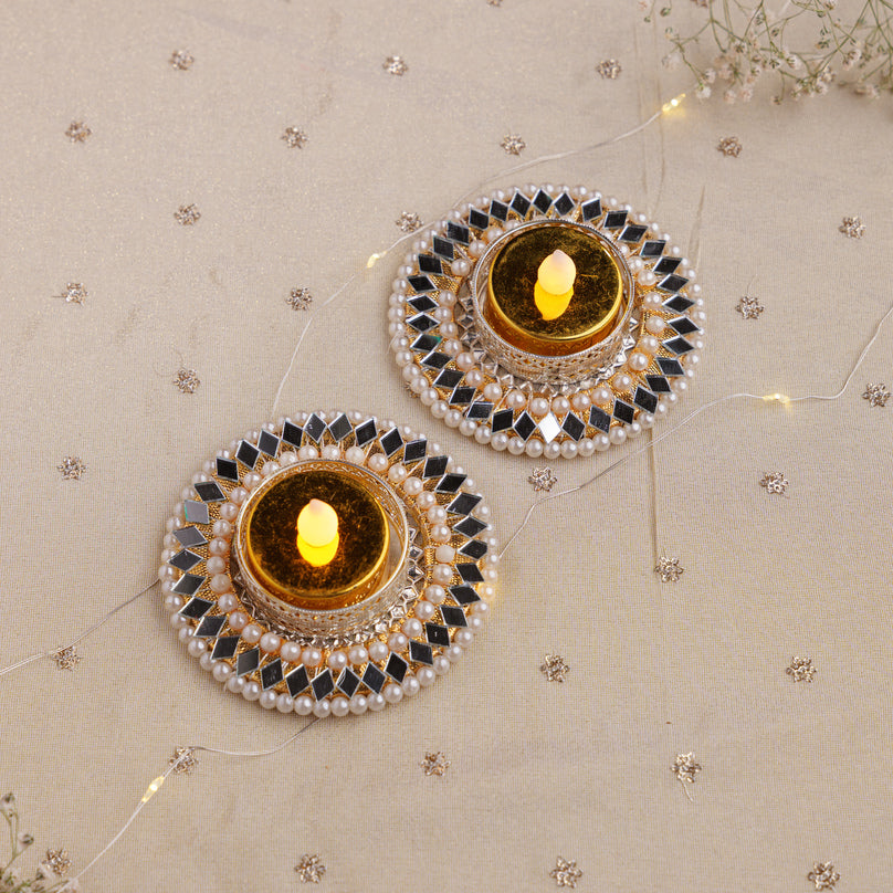 Mirror Pearl Glow Tealight Holder