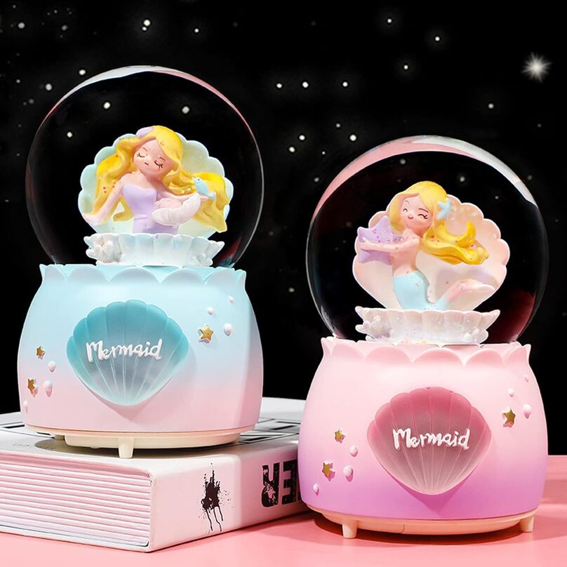 Glitter mermaid globe with music and light