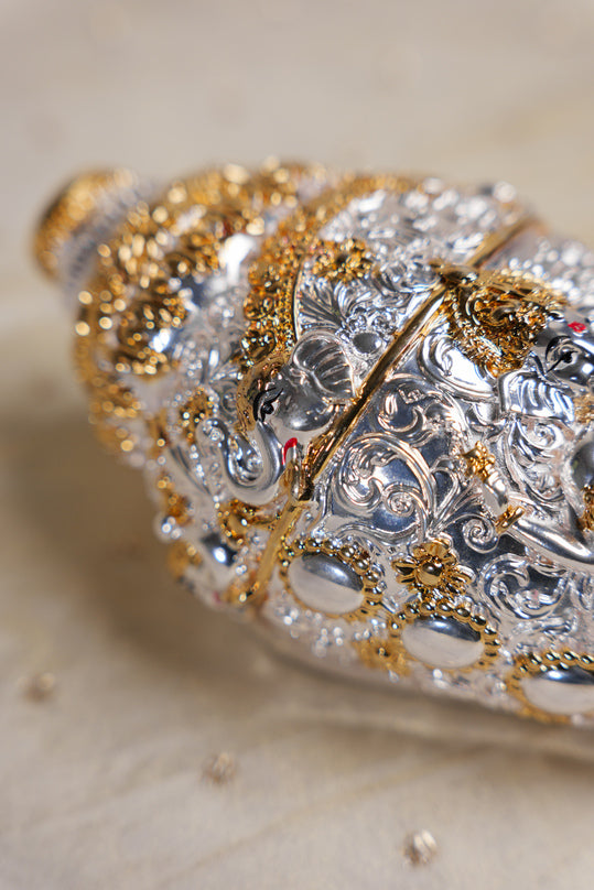 Ornate Silver-Golden Shankh
