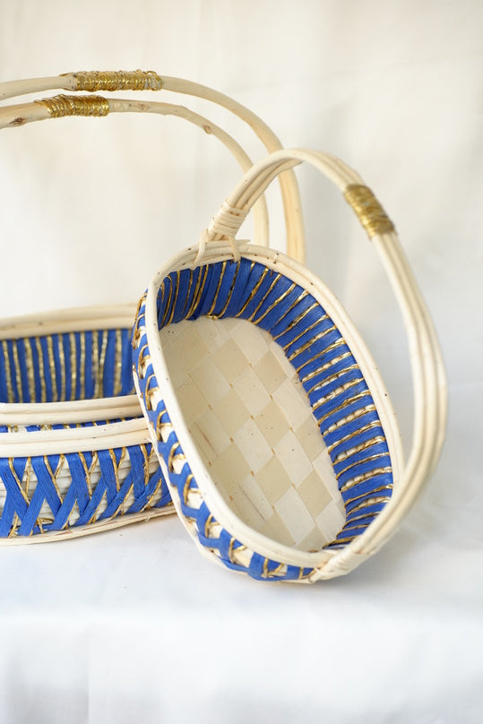 
                      
                        Oval Cane Blue Basket
                      
                    