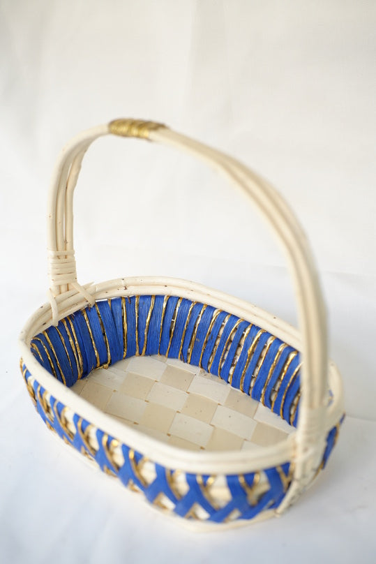 Oval Cane Blue Basket