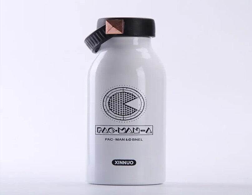 White Pac-Man Printed Bottle