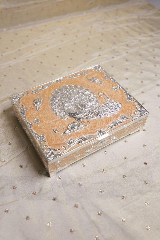 Peacock German silver decorative box for gifting
