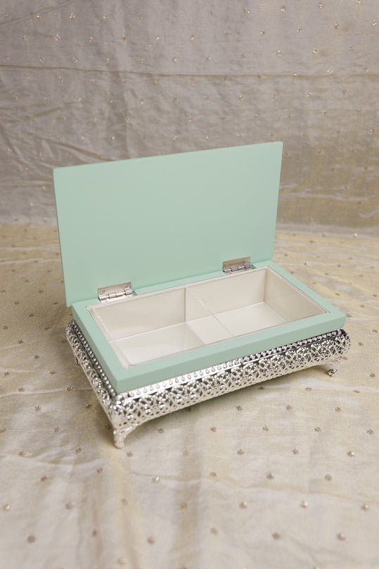 
                      
                        Peacock German Silver Rectangle Wooden Box
                      
                    