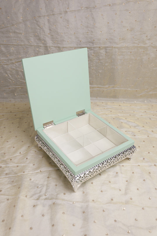 
                      
                        Peacock German Silver Square Wooden Box
                      
                    
