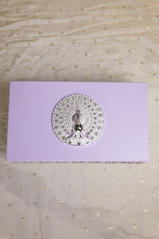 
                      
                        Peacock German Silver Rectangle Wooden Box
                      
                    