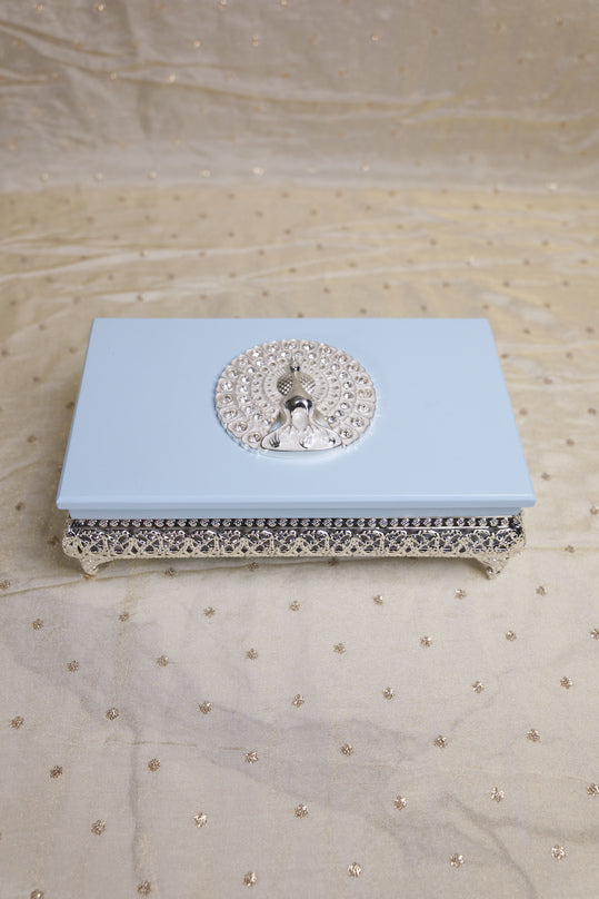 
                      
                        Peacock German Silver Rectangle Wooden Box
                      
                    