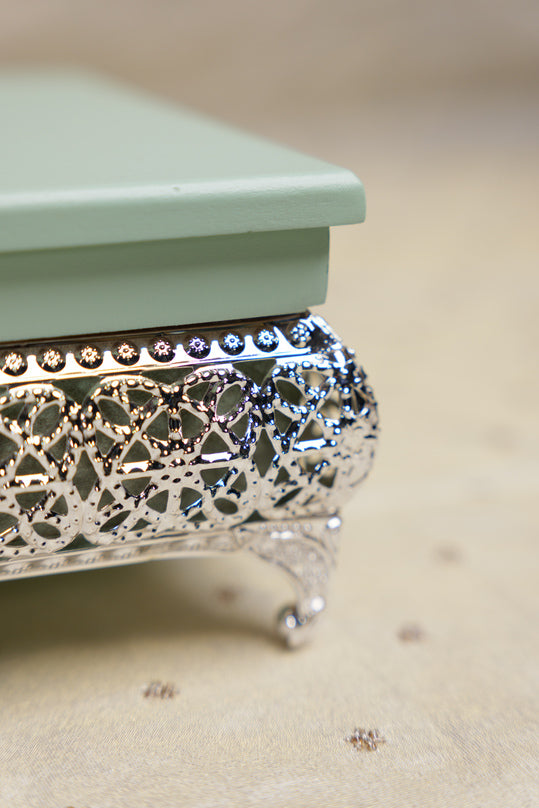 
                      
                        Peacock German Silver Rectangle Wooden Box
                      
                    