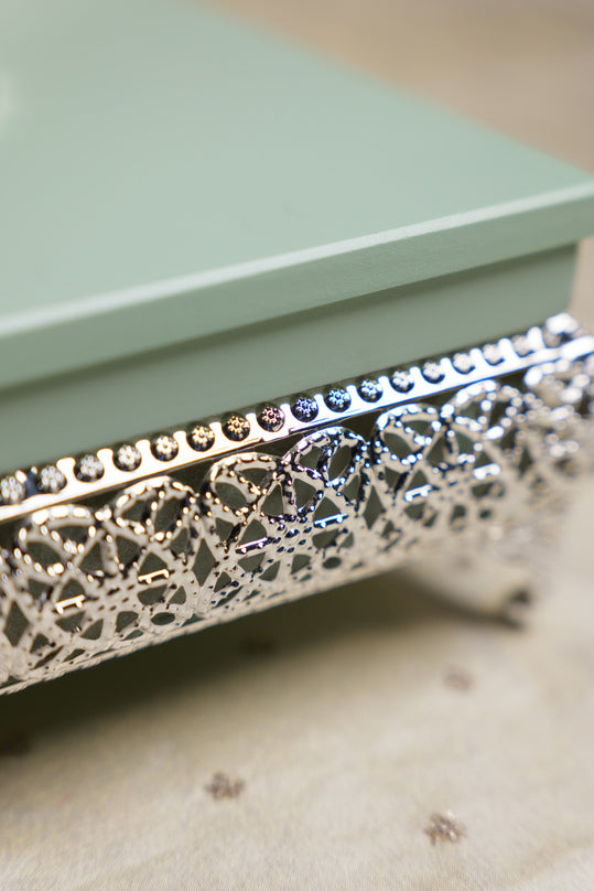 
                      
                        Peacock German Silver Square Wooden Box
                      
                    