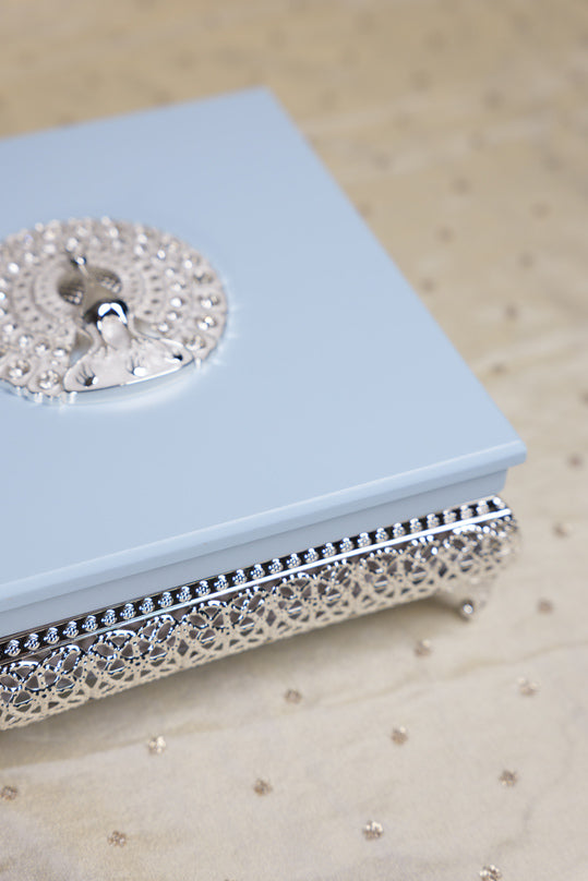 
                      
                        Peacock German Silver Square Wooden Box
                      
                    
