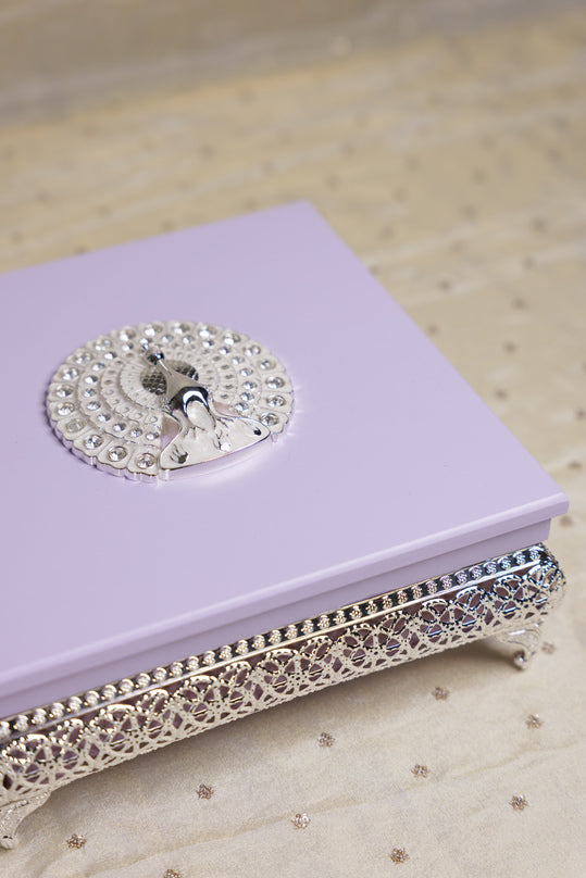 
                      
                        Peacock German Silver Square Wooden Box
                      
                    