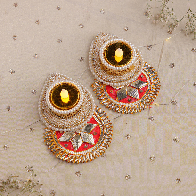 Pearl & Floral Decorative Diyas