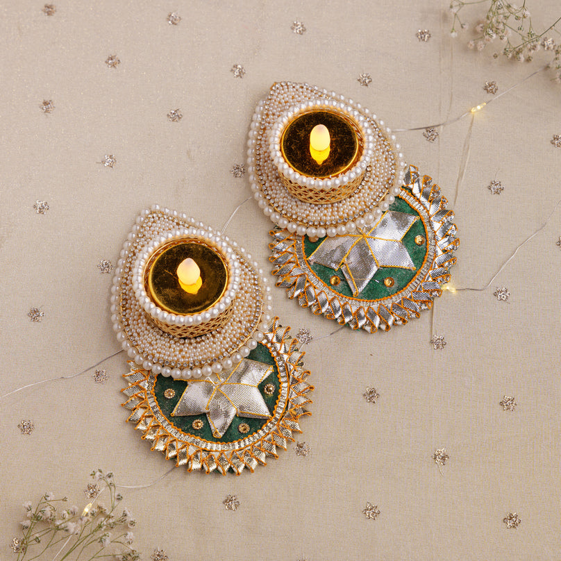 Pearl & Floral Decorative Diyas