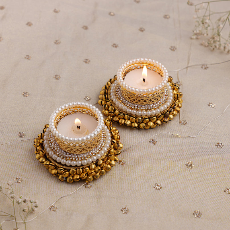 Pearl & Ghungru Tealight Holders