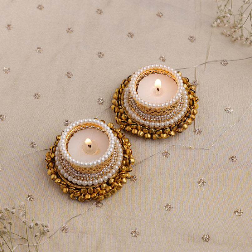 Pearl & Ghungru Tealight Holders