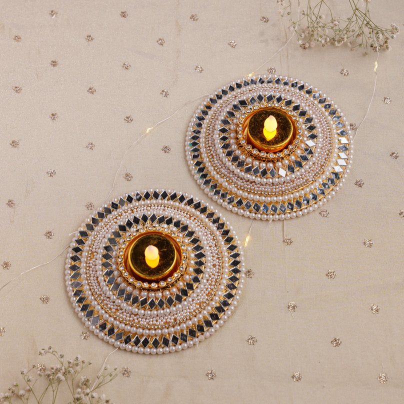 Pearl & Mirror Decorative Tealight Holder