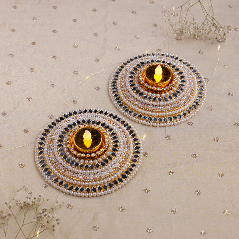Pearl & Mirror Decorative Tealight Holder