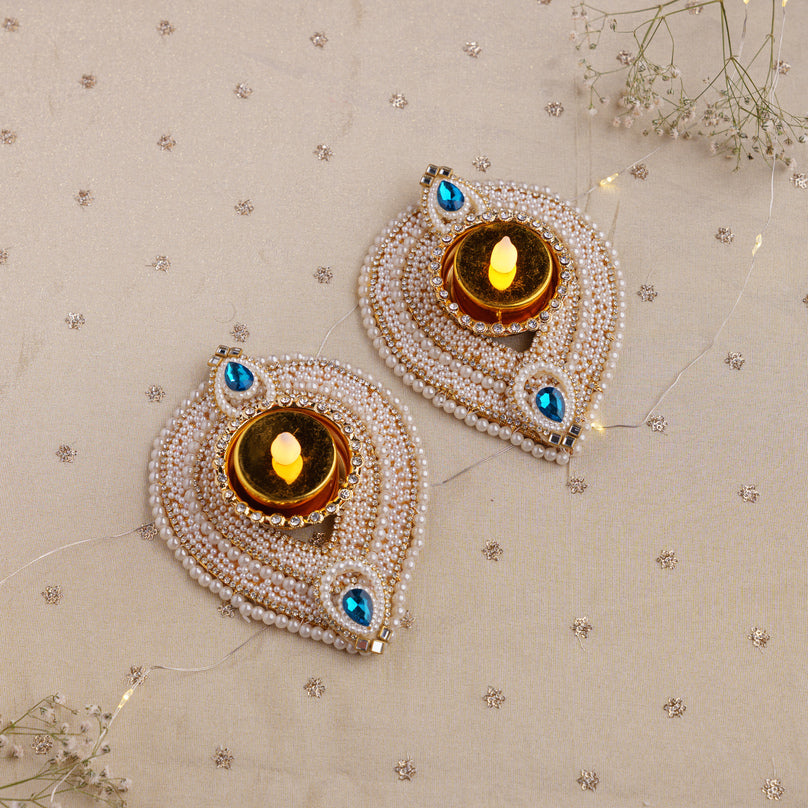 Pearl Embellished Decorative Diyas