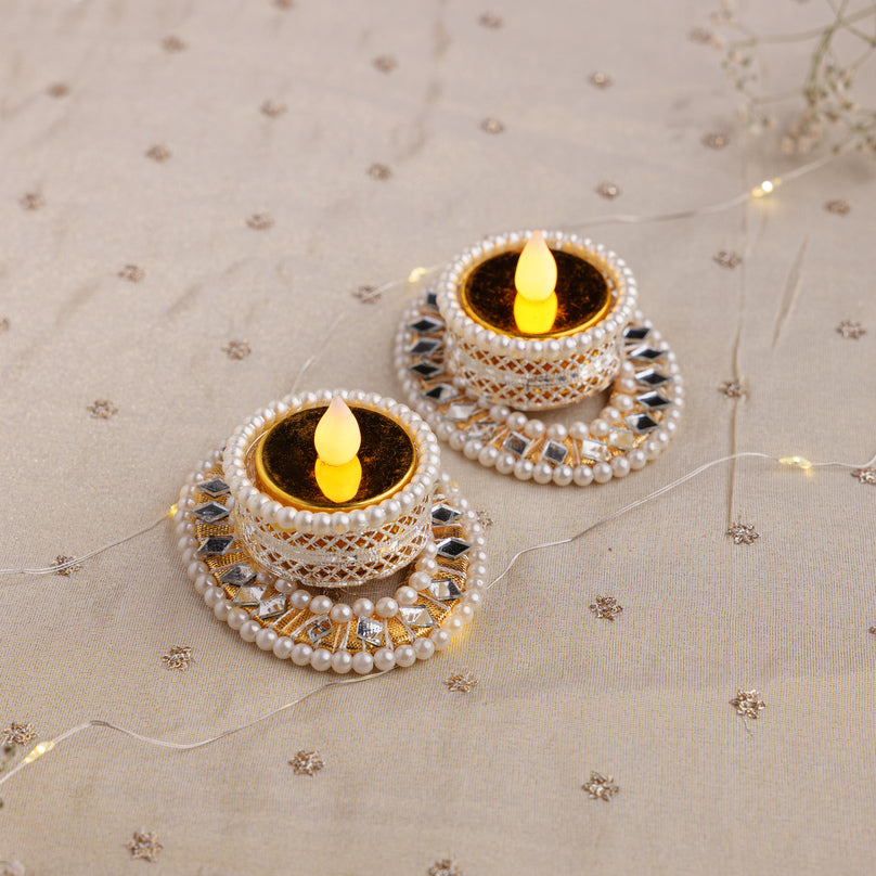 Pearl Led Tealight Holders