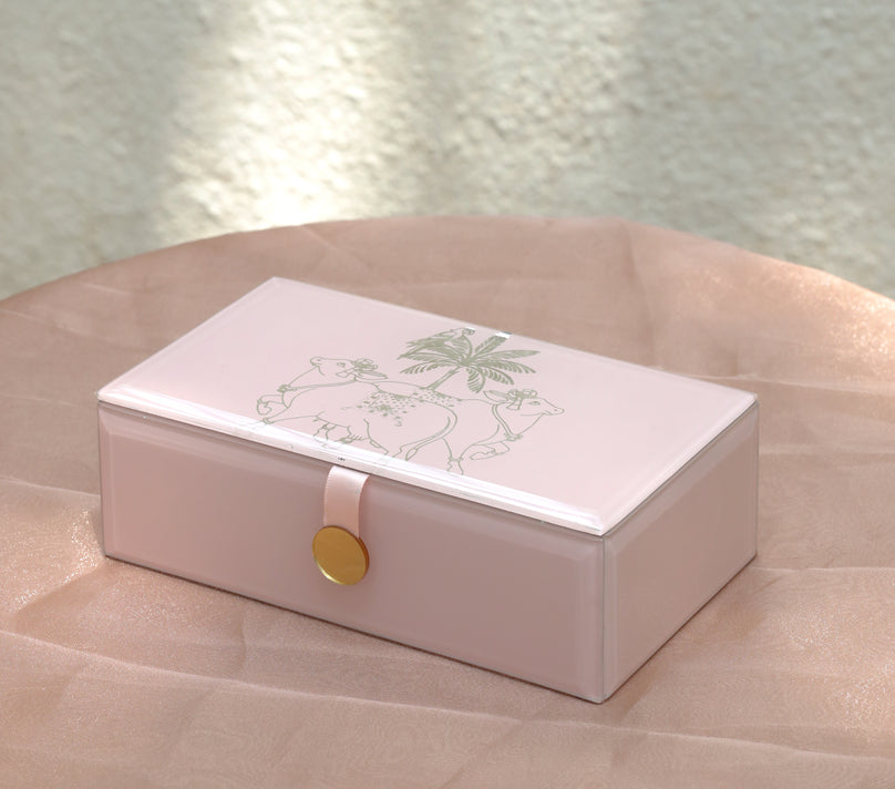 Pink Crystal Cow Rectangular Box