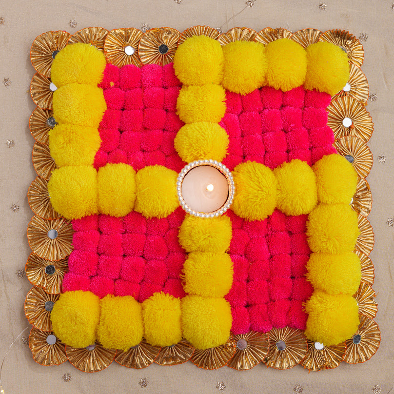 Pom-Pom Pearl Rangoli with Tealight Holder