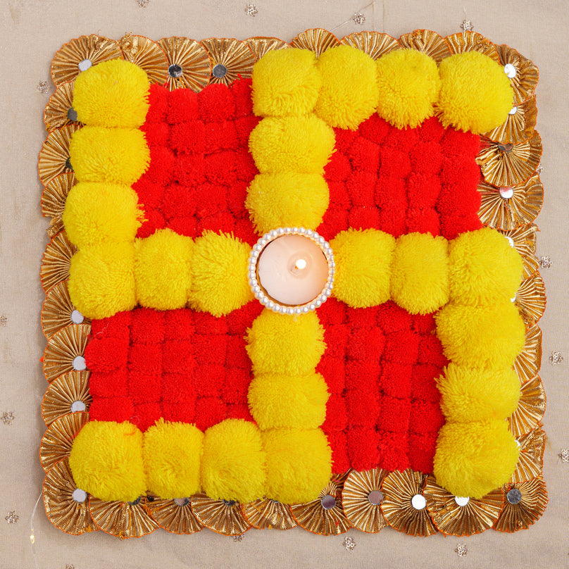 Pom-Pom Pearl Rangoli with Tealight Holder
