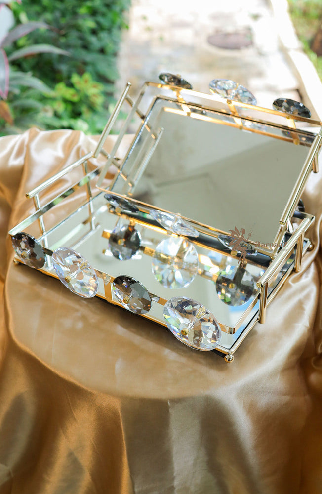 
                      
                        Rectangular Crystal Mirrored Tray with Handles
                      
                    