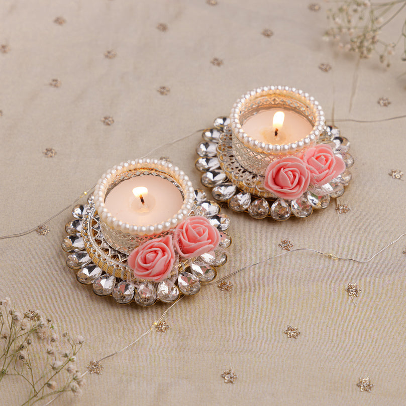 Rose Pearl Tealight Set
