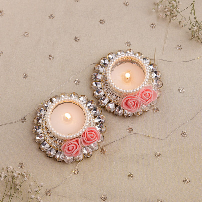 Rose Pearl Tealight Set