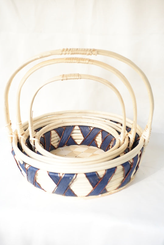 
                      
                        Round Cane Dark-Blue Basket
                      
                    