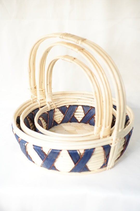 
                      
                        Round Cane Dark-Blue Basket
                      
                    
