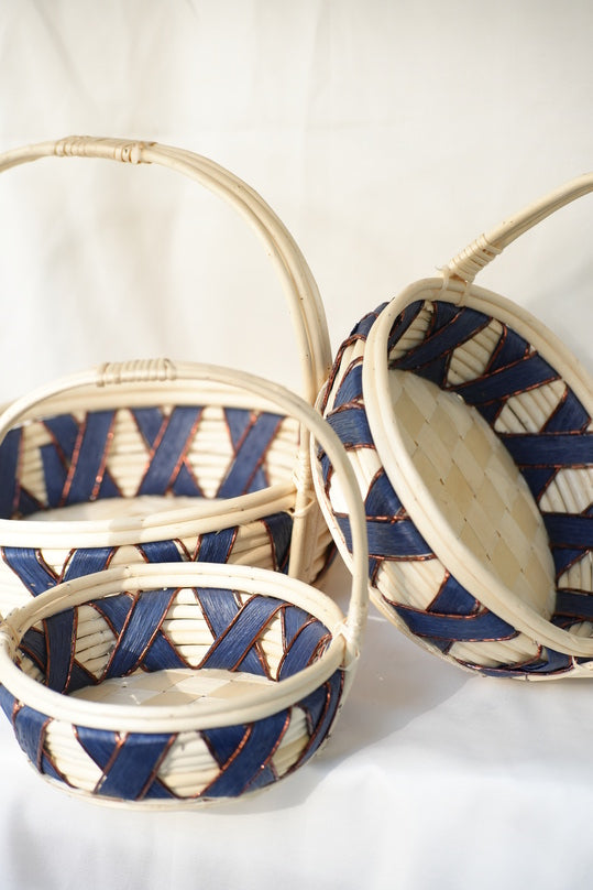 
                      
                        Round Cane Dark-Blue Basket
                      
                    