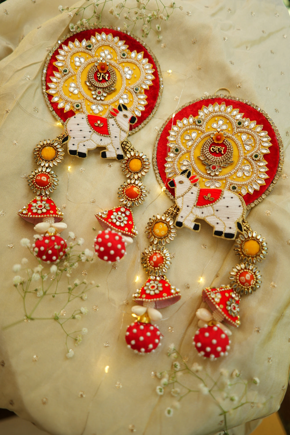 Shubh Labh Cow-Themed Wall Hanging